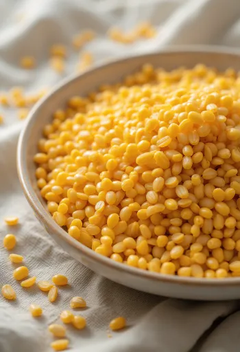 Linaza dorada entera en superficie de madera, semillas claras