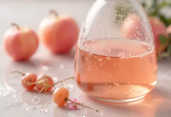 Vinagre de vino en tazón de vidrio, con uvas rojas y blancas, mosto y madre del vinagre