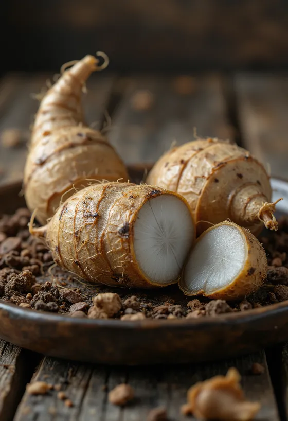 Raíz de malanga (eddoe) con su piel texturizada característica