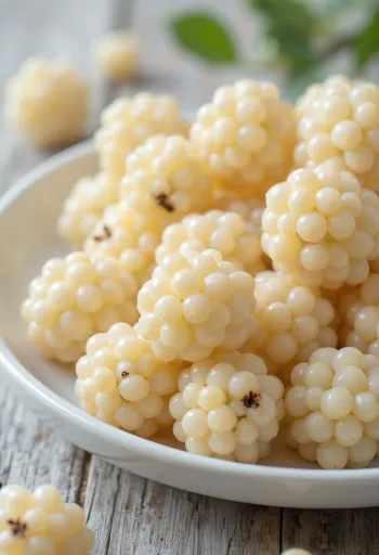 Moras blancas frescas (Morus alba) cortadas y enteras sobre superficie limpia