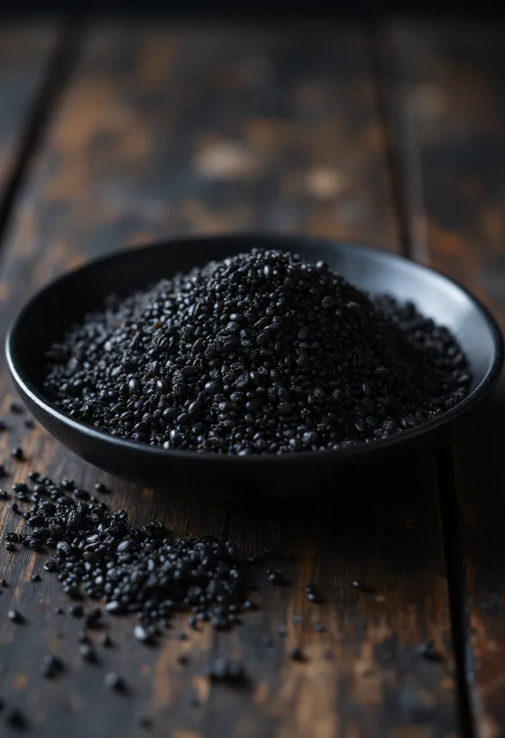 Semillas de quinoa negra seca con textura detallada