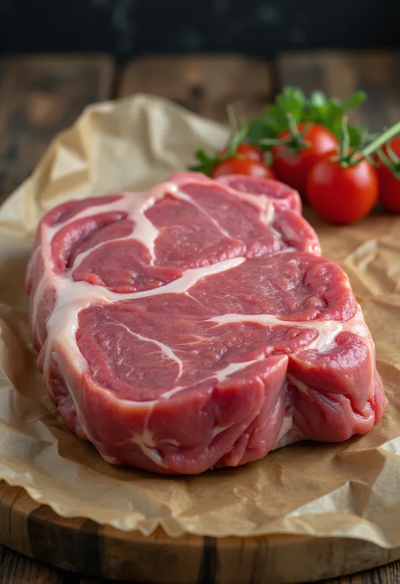 Trozos de carne de cabra fresca con especias, ajo y chile