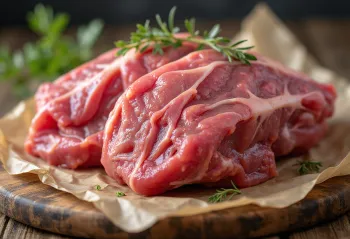 Trozos de carne de cabra fresca con especias, ajo y chile