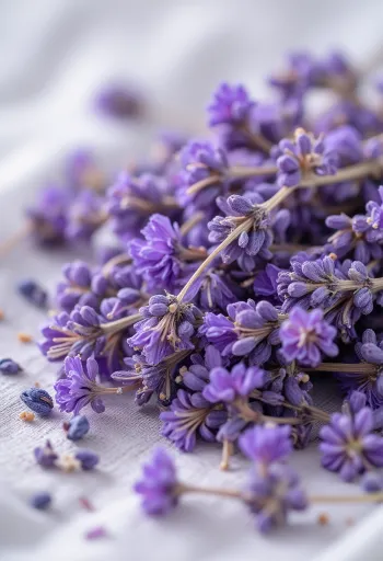 Flores de lavanda frescas y secas en tazón con limón y miel