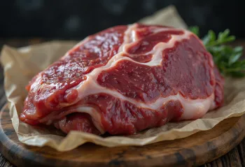 Trozos de carne de ganso fresca con salvia, ajo y bayas de enebro