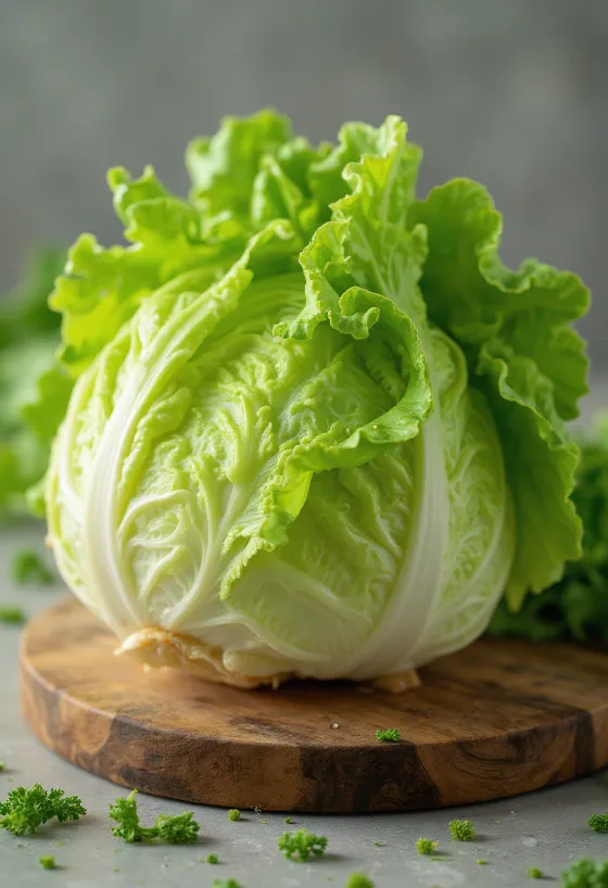 Lechuga francesa fresca mostrando sus hojas tiernas interiores