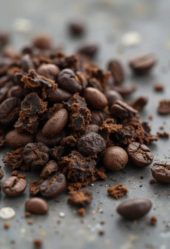 Trozos de raíz de achicoria tostada sobre tabla de picar