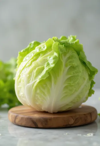 Lechuga iceberg fresca mostrando sus hojas internas crujientes