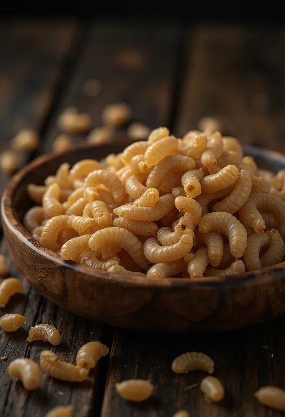 Gusanos de la harina preparados para consumo, servidos en un plato.