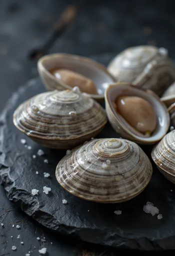 Carne fresca de almeja quahog lista para cocinar