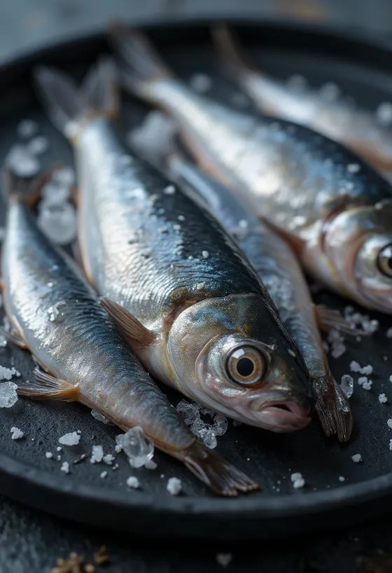 Filetes de anchoa frescos sobre una tabla de cortar