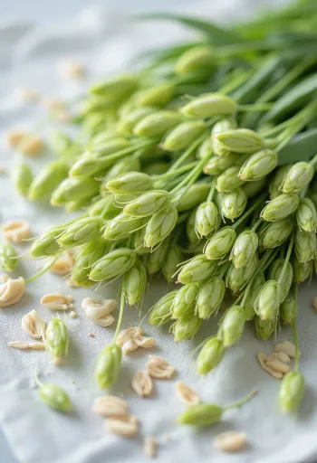 Brotes frescos de avena verde en un plato limpio