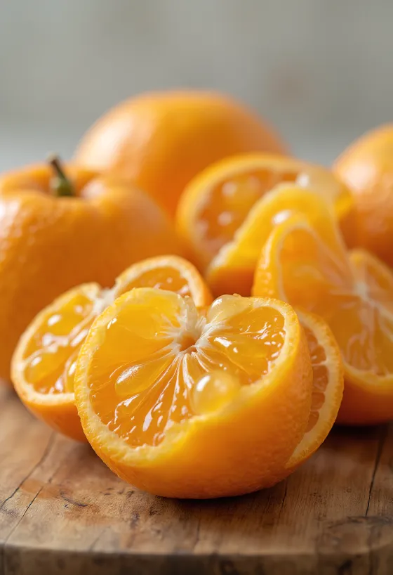 Gajo de mandarina, pulpa naranja vibrante y textura fresca