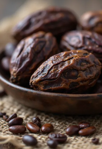 Granos de cacao crudos sin fermentar y semillas en su forma natural