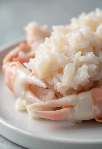 Cangrejo fresco en una tabla de madera con limón, ajo y especias