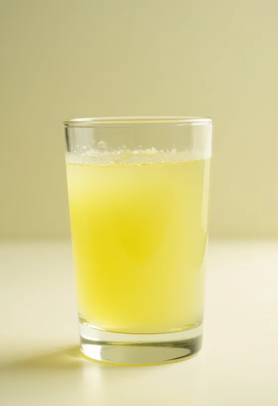 Suero de leche en vaso de vidrio y plato hondo sobre superficie de madera clara con luz natural