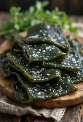 Lámina de alga kombu seca con textura gruesa