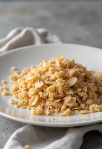 Salvado de espelta en tazón de cerámica y esparcido sobre madera