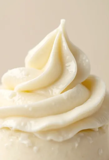 Crema de mantequilla cremosa en tazón de vidrio y espátula