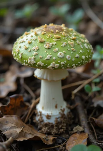 Rúsula Virescens rebanada y limpia sobre tabla de cocina