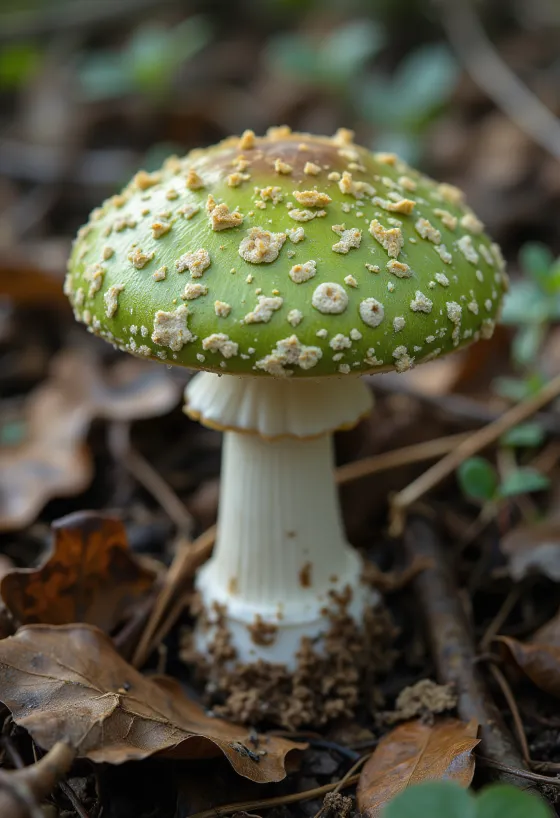 Rúsula Virescens rebanada y limpia sobre tabla de cocina