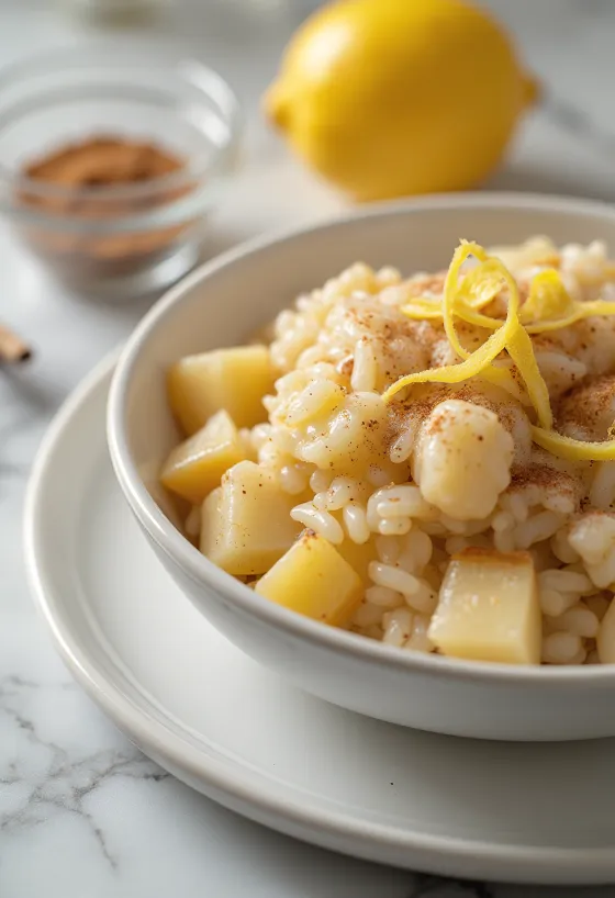 Arroz con manzana servido