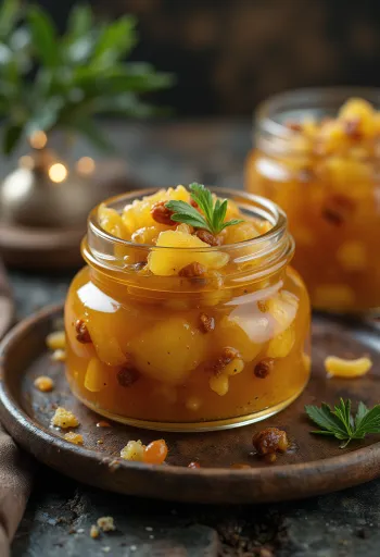 Chutney agridulce de piña servida