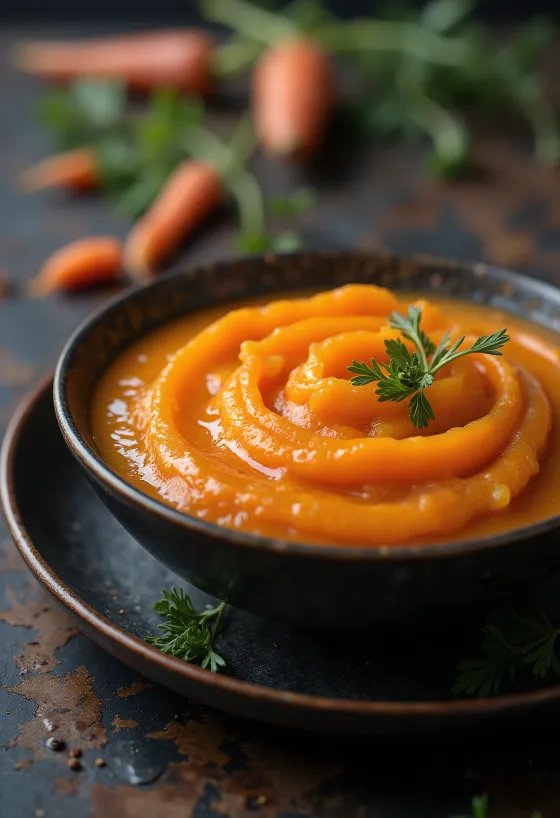 Salsa de zanahoria con jengibre servida