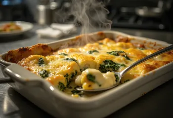 Bacalhau com natas y espinacas, platillo de pescado con salsa cremosa