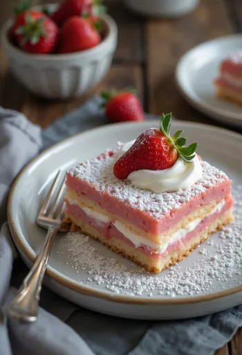 Pastel esponjoso de fresa servido