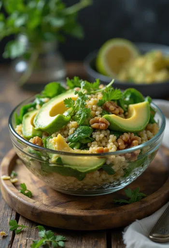 Buddha bowl de quinoa con espinacas al limón