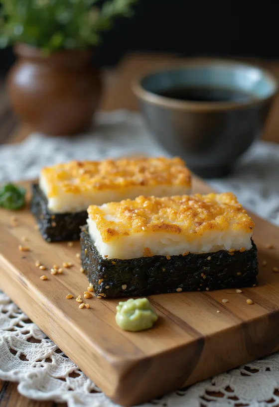 Oshizushi con tofu, ajonjolí y verduras frescas