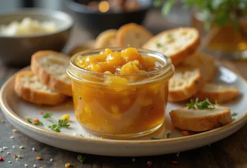 Chutney de ajo en frasco, salsa especiada rica