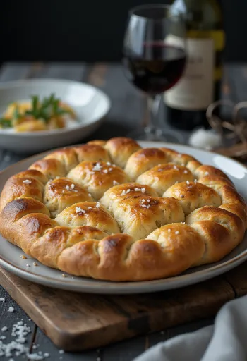 Focaccia italiana de masa madre con fermentación larga servida