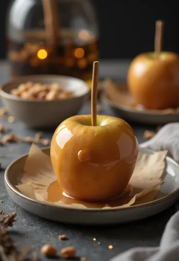Manzanas con caramelo dorado y crujiente