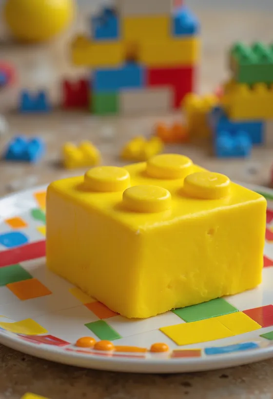 Pastel LEGO con cubierta de fondant de colores y decoración de bloques