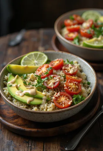 Buddha bowl de quinoa con tahini al limón