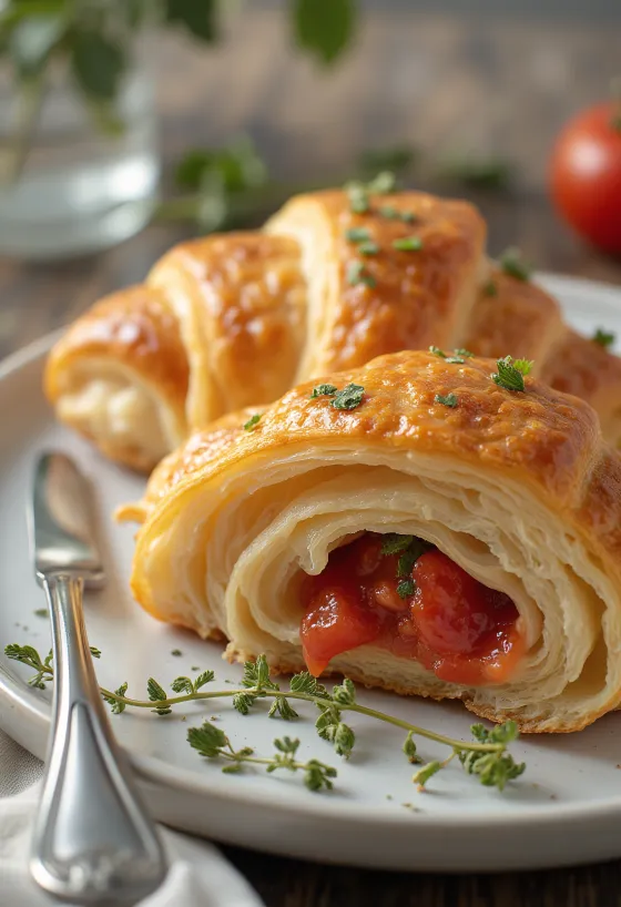 Croissant de jitomate servido