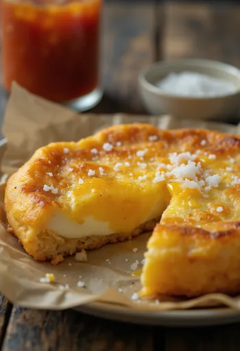 Arepa de Huevo servida estilo coreano