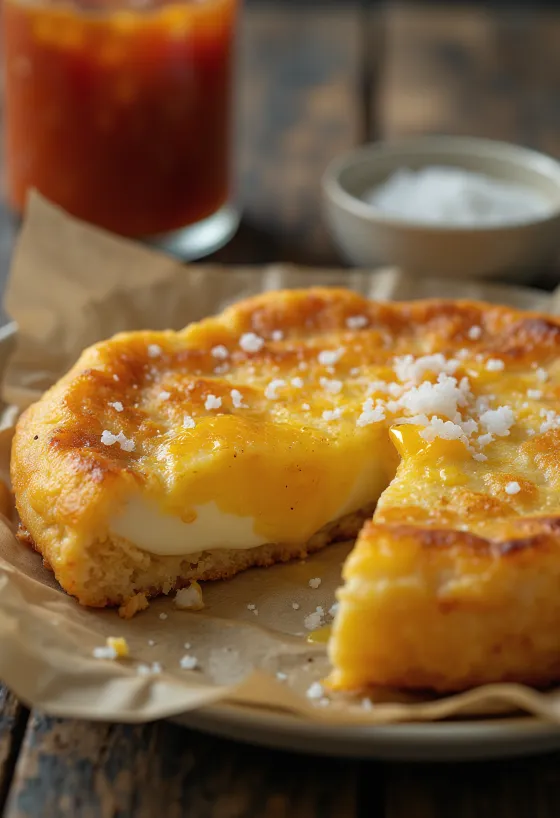 Arepa de Huevo servida estilo coreano