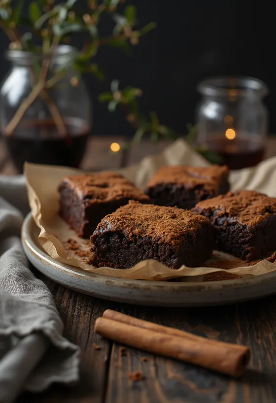 Brownies de canela servidos