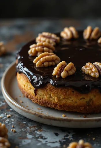 Pastel de nuez y miel servido