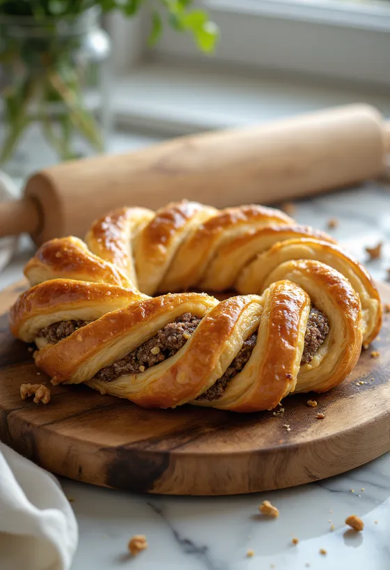 Kringle vegano con nuez y canela, servido fresco