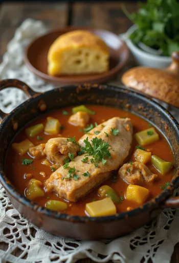 Estofado de cola de lagarto servido con pan fresco.