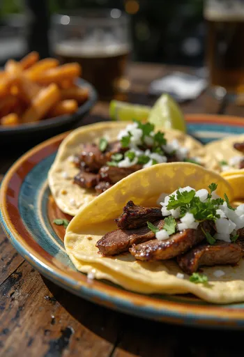 Tacos de Arrachera servidos