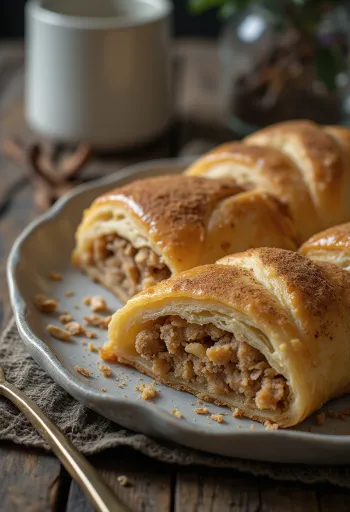 Strudel de galletas de avena servido