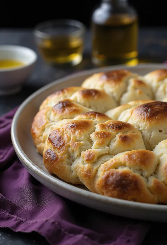 Focaccia de fécula de papa servida