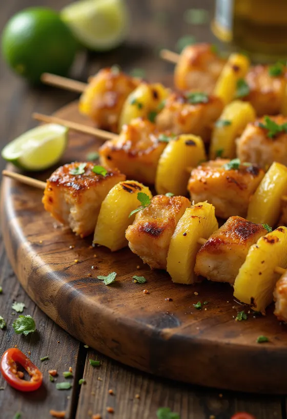 Espetinho con piña