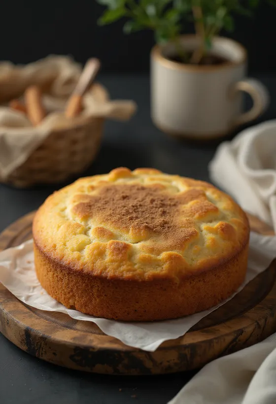 Pastel de canela servido
