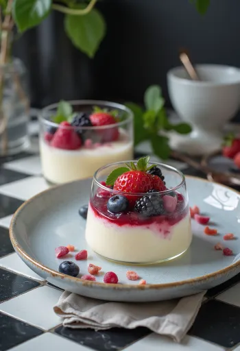Panna cotta deslactosada servida